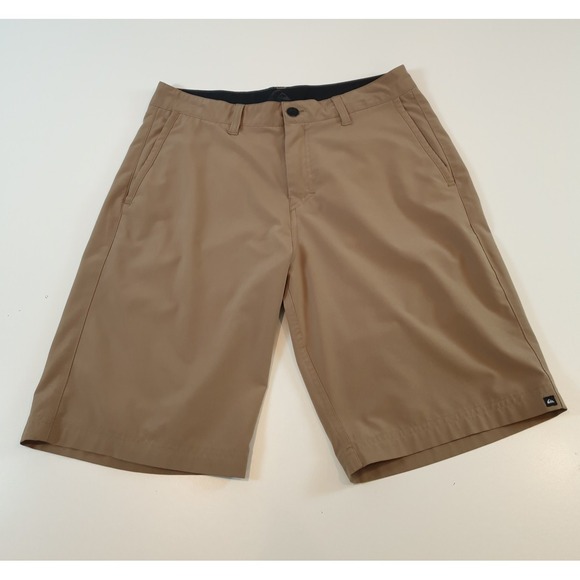 Quiksilver Amphibians Shorts Mens 31 Khaki Tan Hybrid Chino Boardwalk Surf Skate - Picture 1 of 16